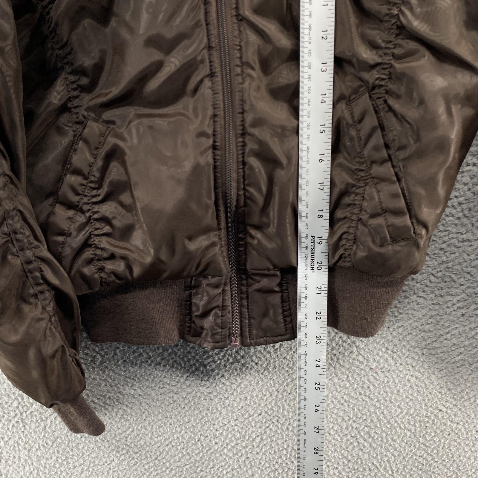 South Pole Jacket Women Small Brown Hooded Bomber Faux Fur Trim Puffer
