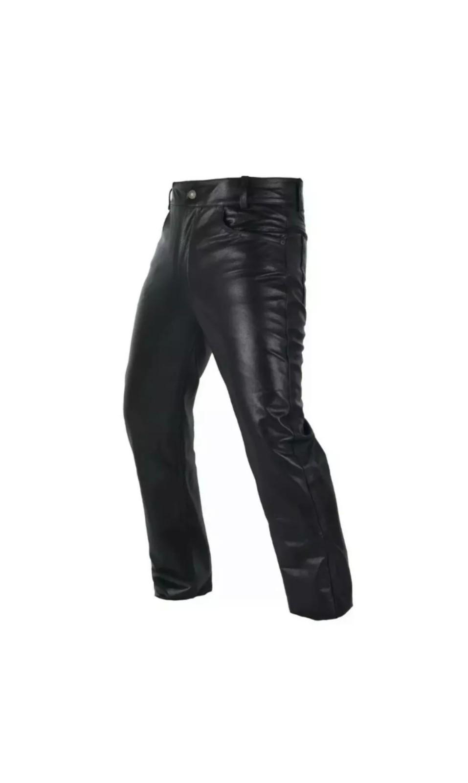 Men Leather Pants 5 Pocket Style Jeans Black