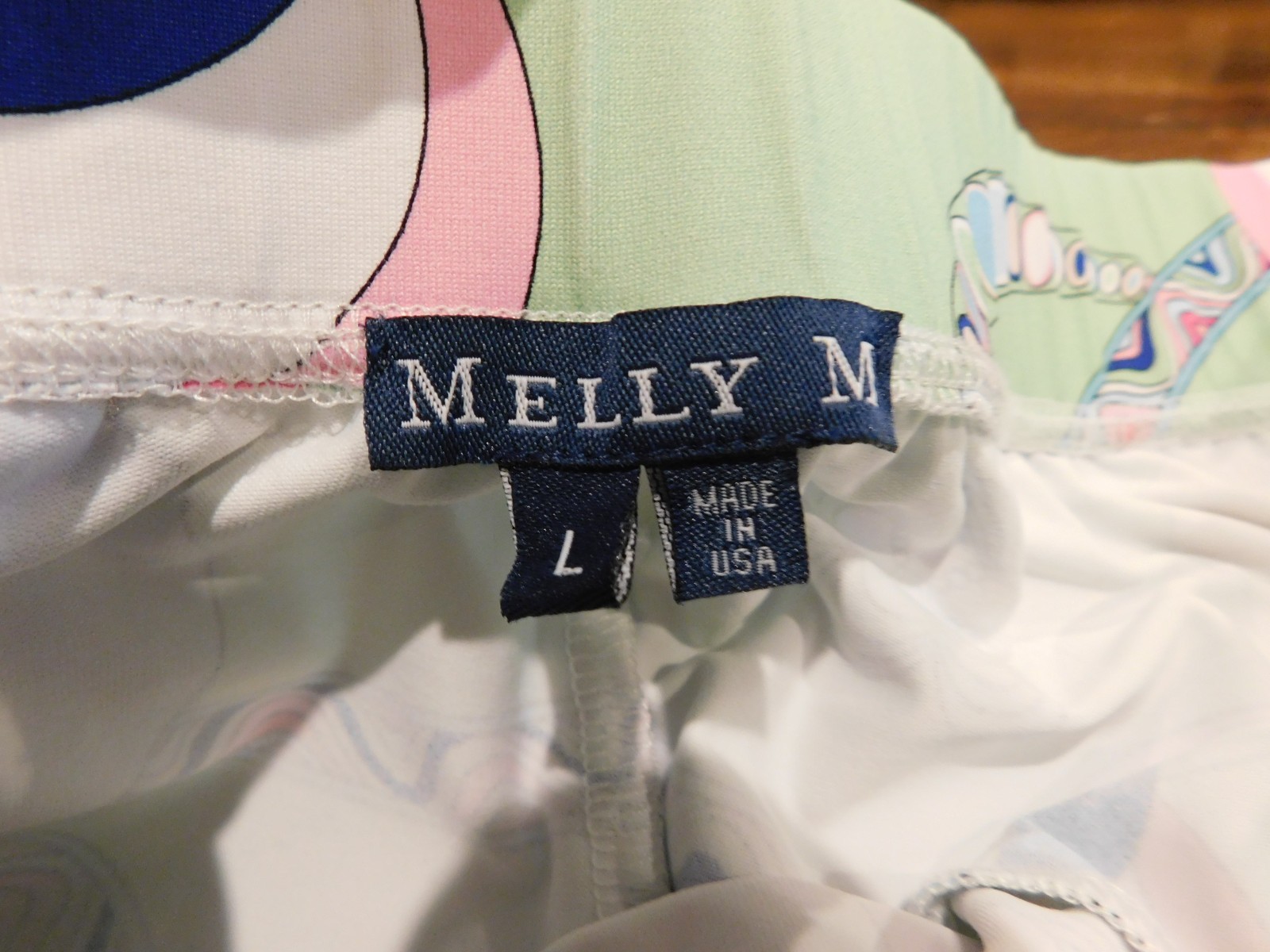 Melly M Size L Multicolor Stretch Nylon Span Knit Elastic Waist Womens Pant