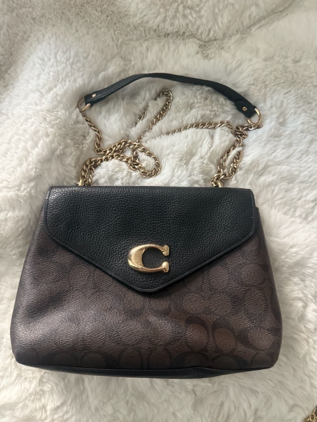 Coach Tammie Signature Coated Canvas and Leather Shoulder Bag