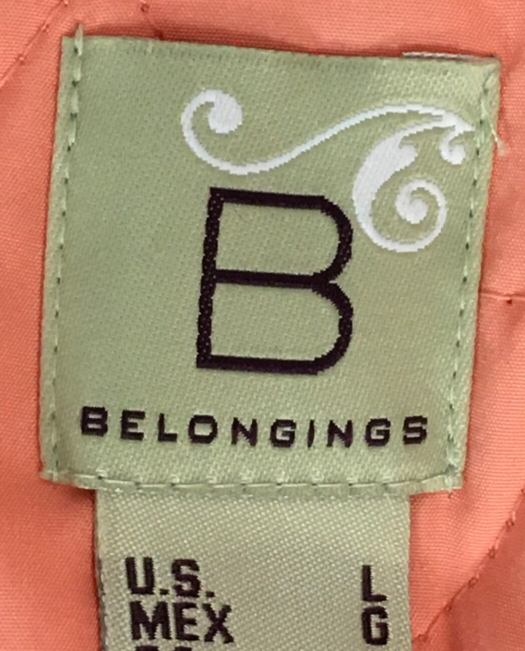 B Belongings Jacket Size L Light Orange Quilted Long Sleeves Single Button Close