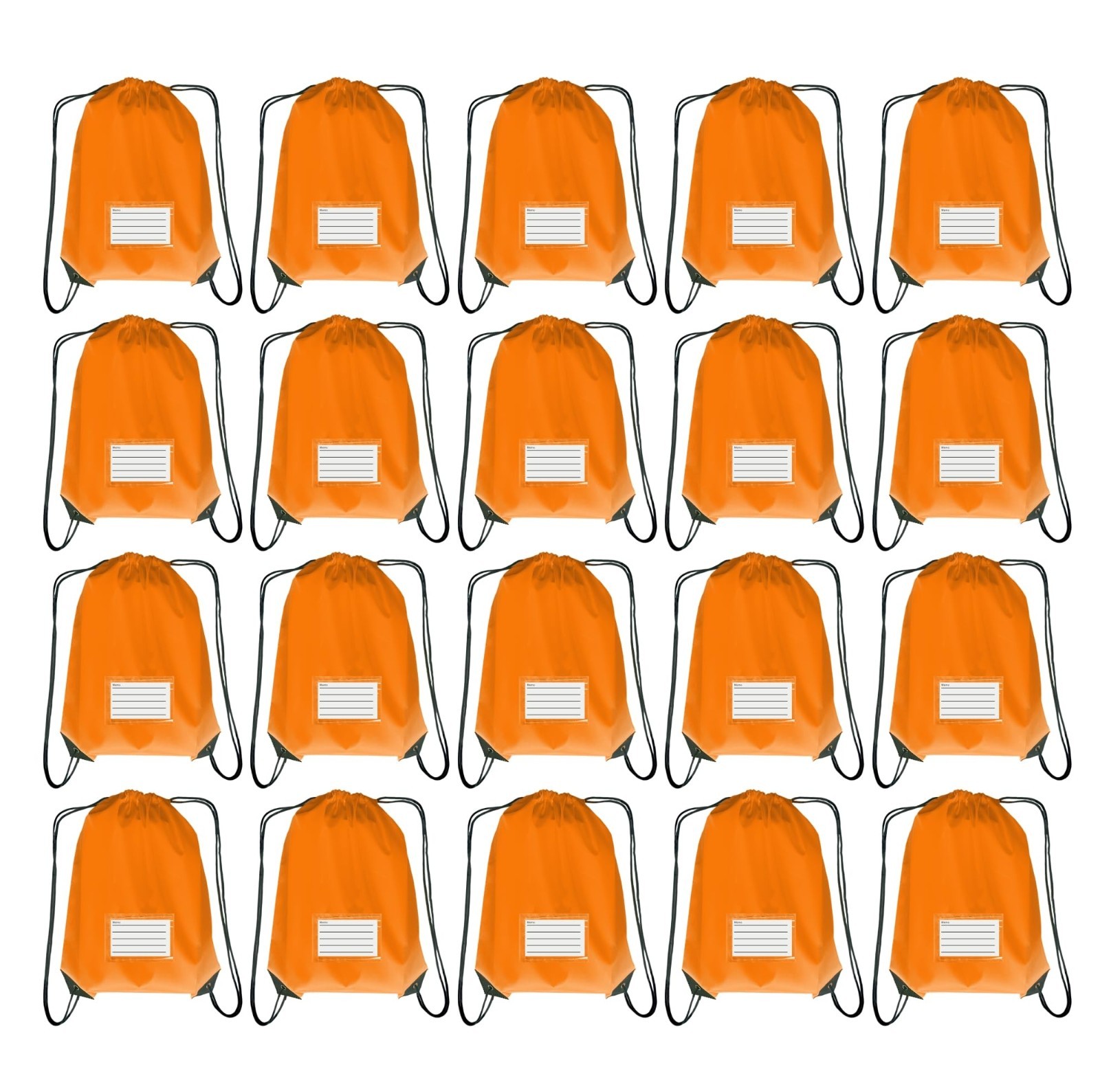 20 Pcs Drawstring Backpack Bulk – DIY Gym Sports Travel Yoga Cinch Bags – Orange