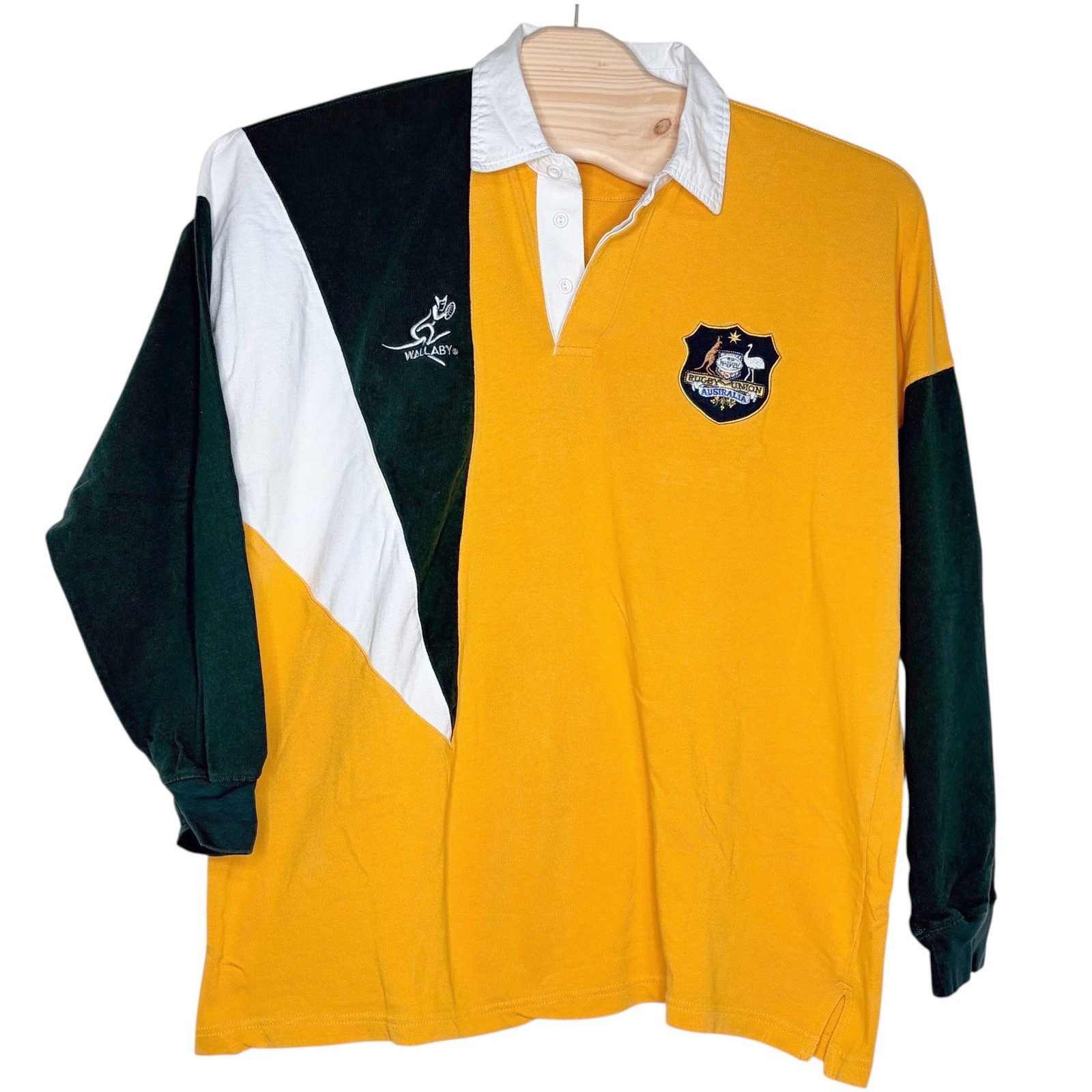 Rugby Sevens 2000 Australia Rugby Polo XXL Yellow Green Wallaby Colorblock