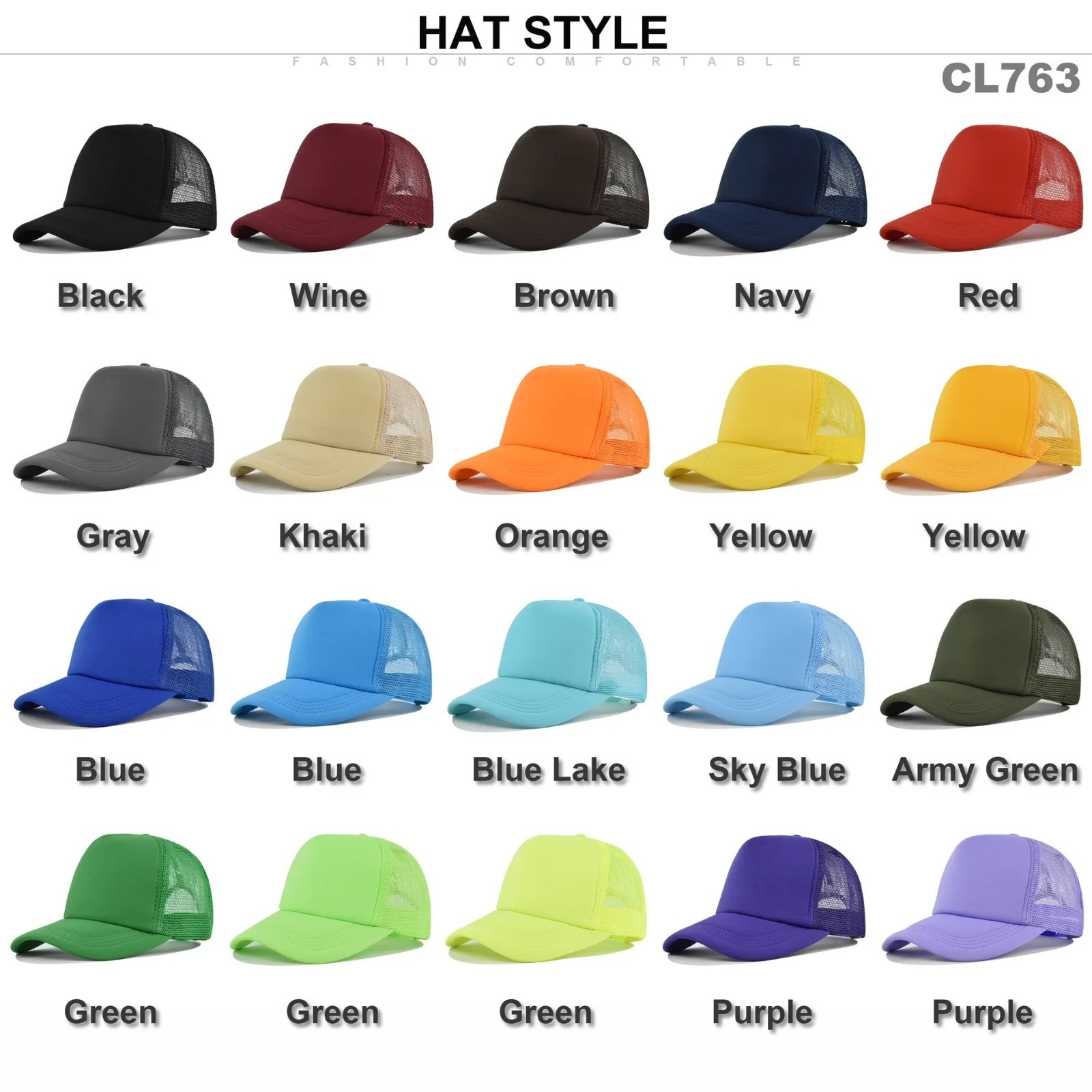 Mens Womens Trucker Hat Mesh Back Plain Solid Snapback Baseball Cap Blank Visor