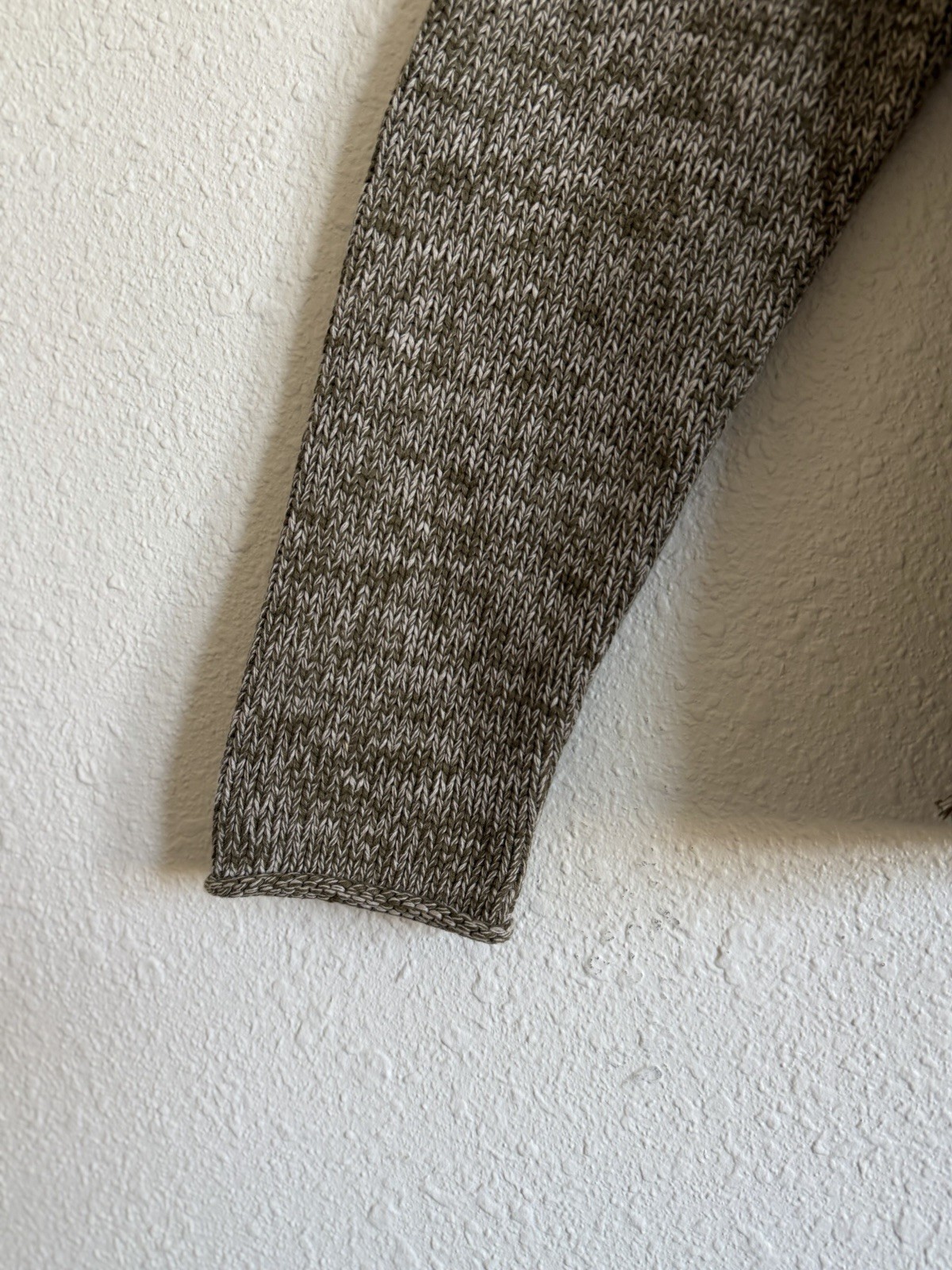 J.Crew 1988 Roll Neck Marled Olive Green Cotton Raglan Sweater