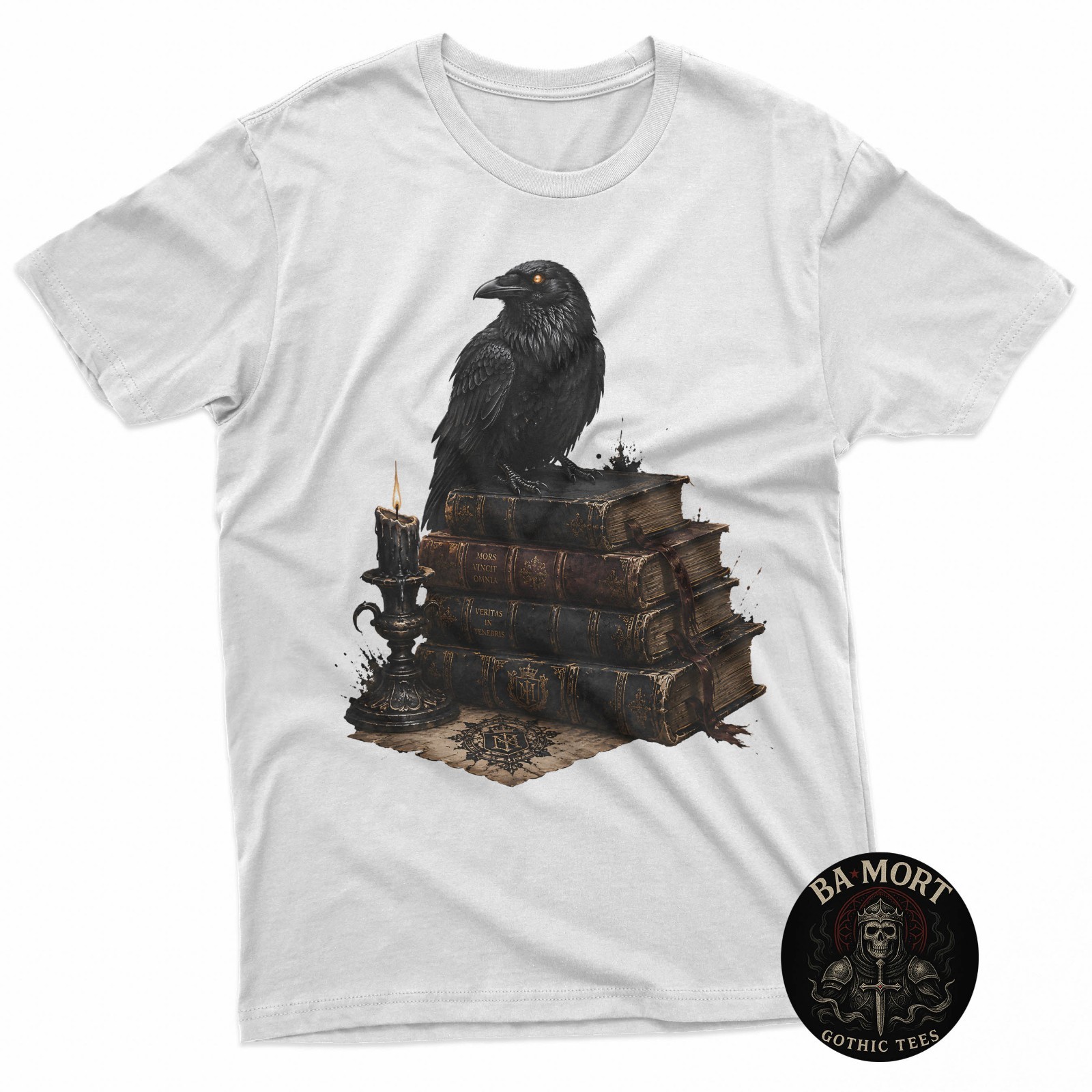 Gothic Raven On Antique Books Dark Academia Occult T-Shirt