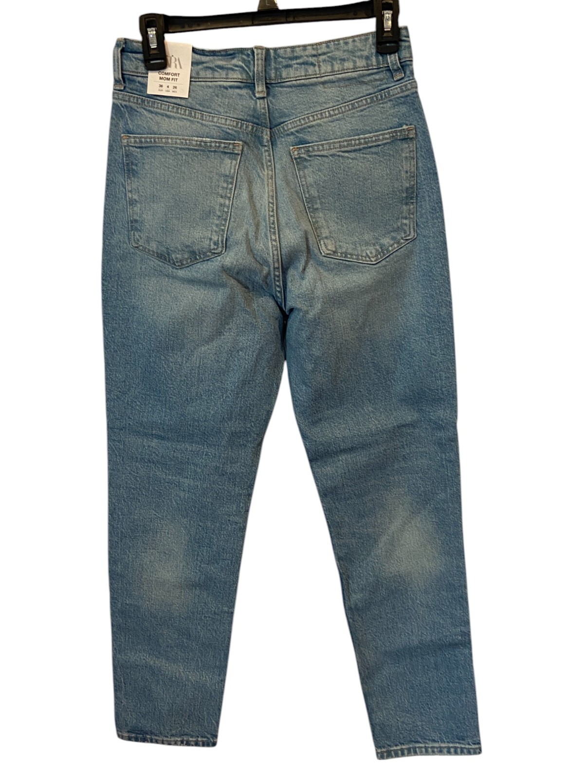 Zara Womens Comfort Mom Jeans EU 36 US 4 Blue Tapered Fit High Rise 6688/231 NWT