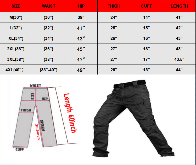 Men Tactical Cargo Pants Soldier Straight-fit Work Combat Trousers Outdoor