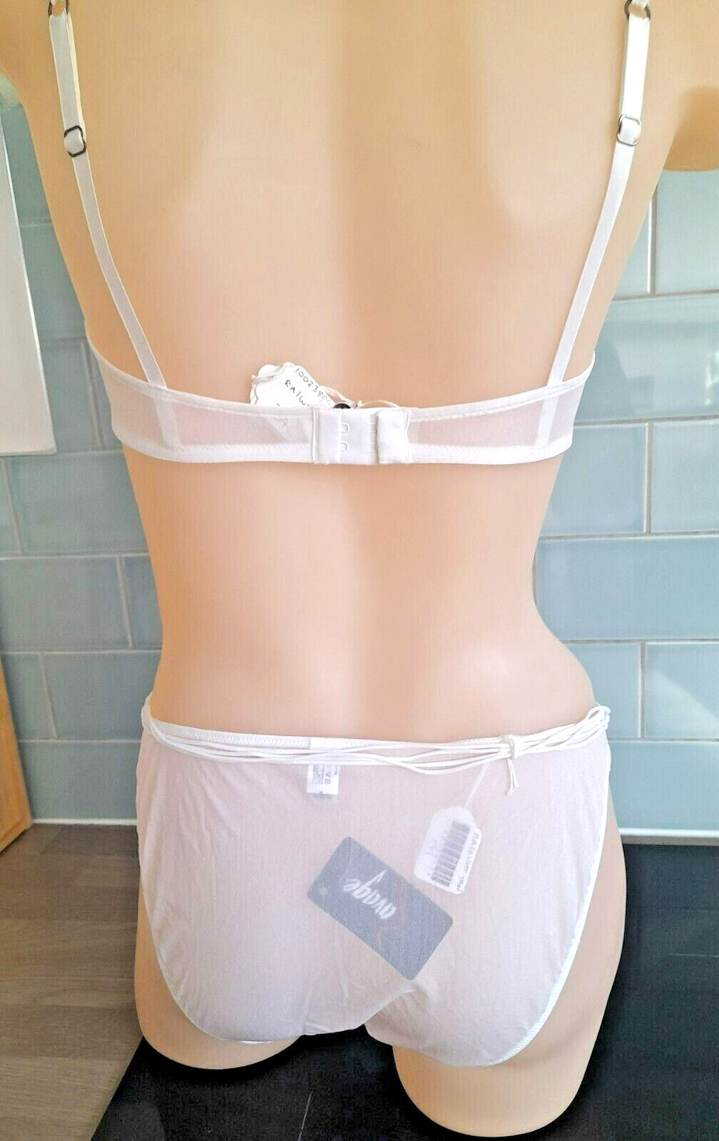 Ravage White and White Tango Collection TAQUINERIE Mid Rise High Leg Brief M