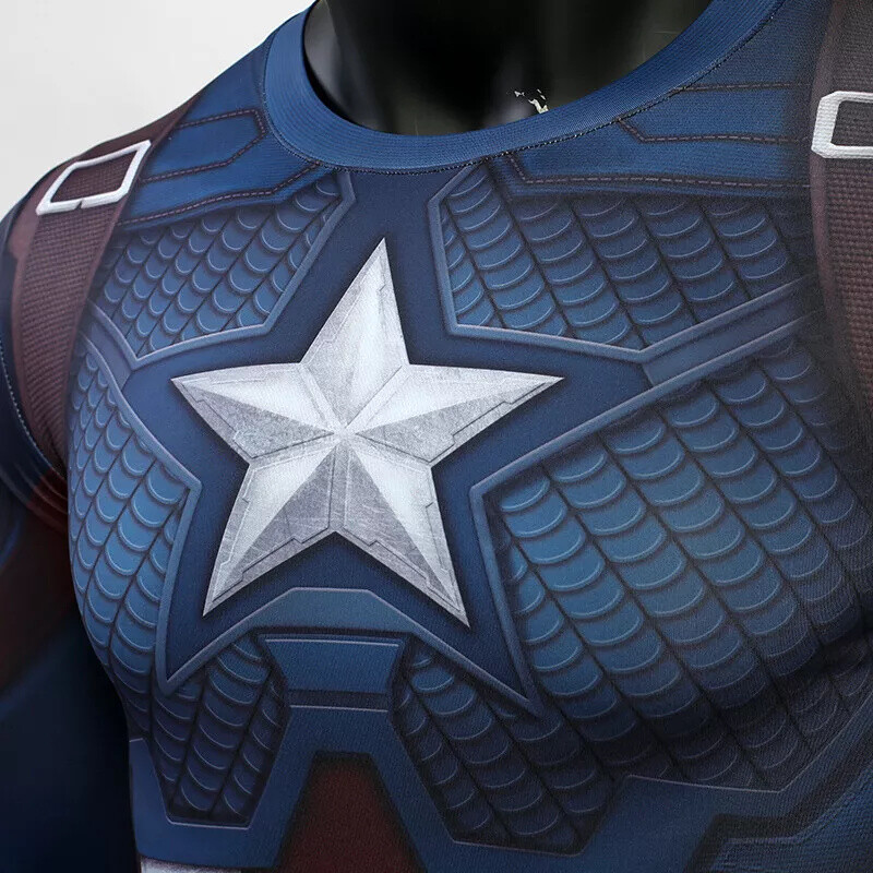 Avengers: Endgame Captain America Long Sleeve Cosplay Tops Tee Casual Costume