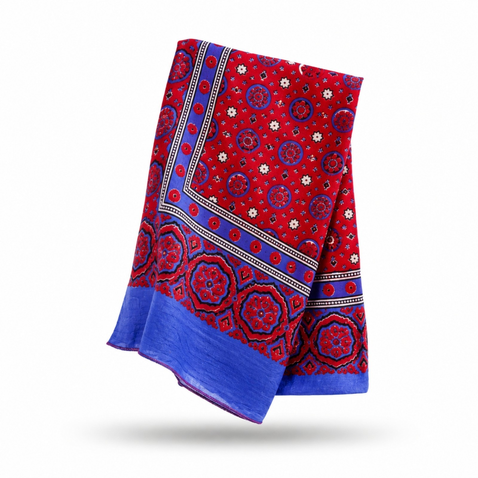 Block Printed Ajrak Dupatta Shawl – Traditional Sindhi Stole for Cultural Events