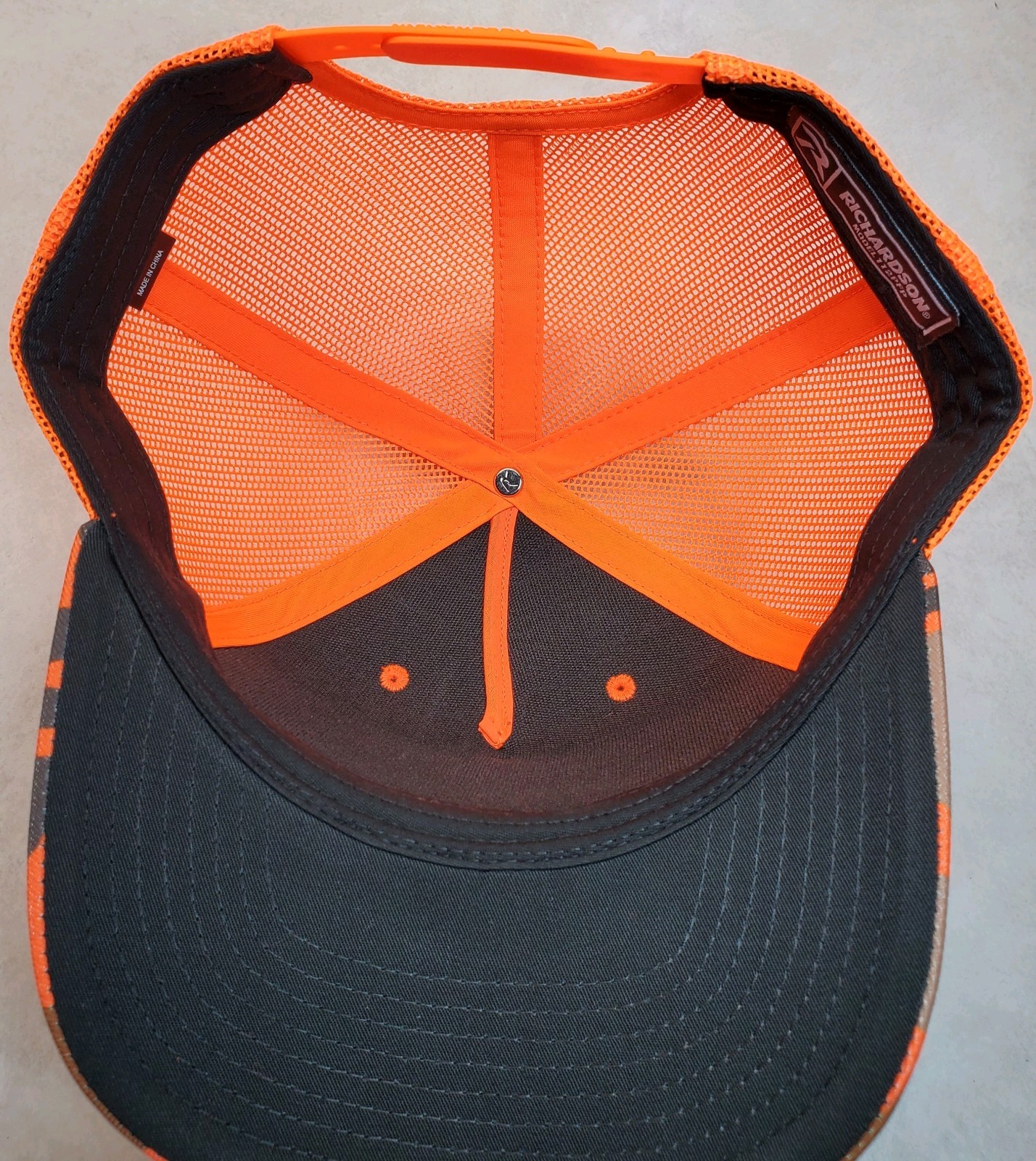 STIHL Patch on Richardson 112 Trucker Hat Snapback / Blaze Orange Camo
