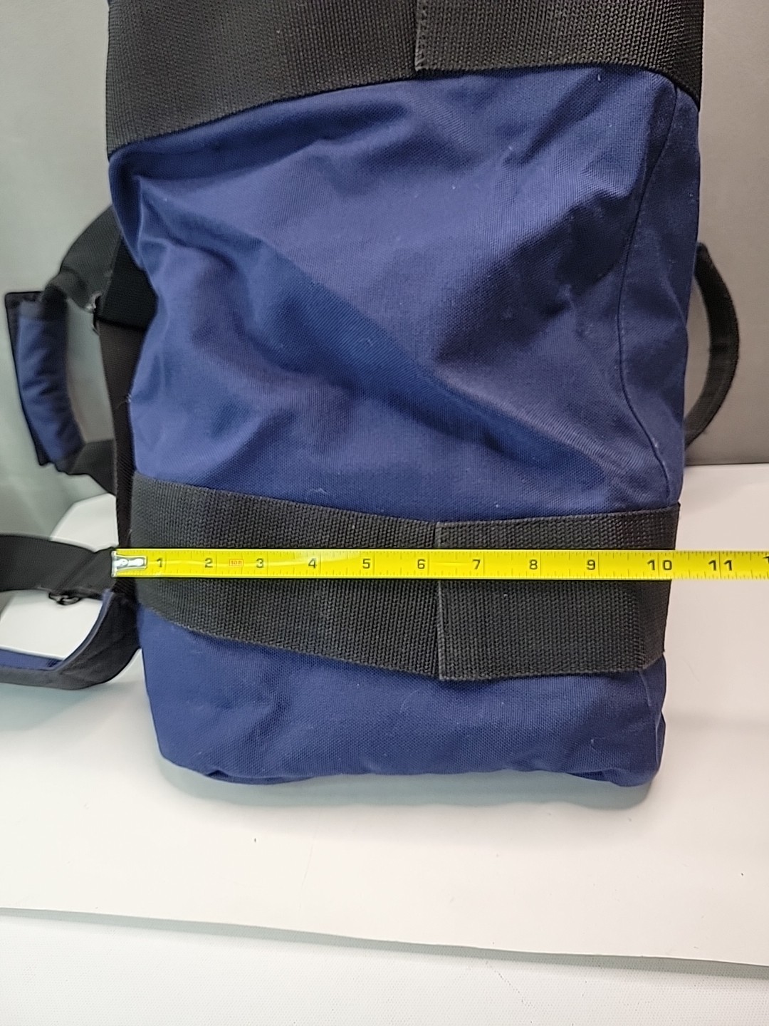 Vintage Eddie Bauer Duffle Bag Weekender Canvas Nylon Navy Blue W/Shoulder Strap
