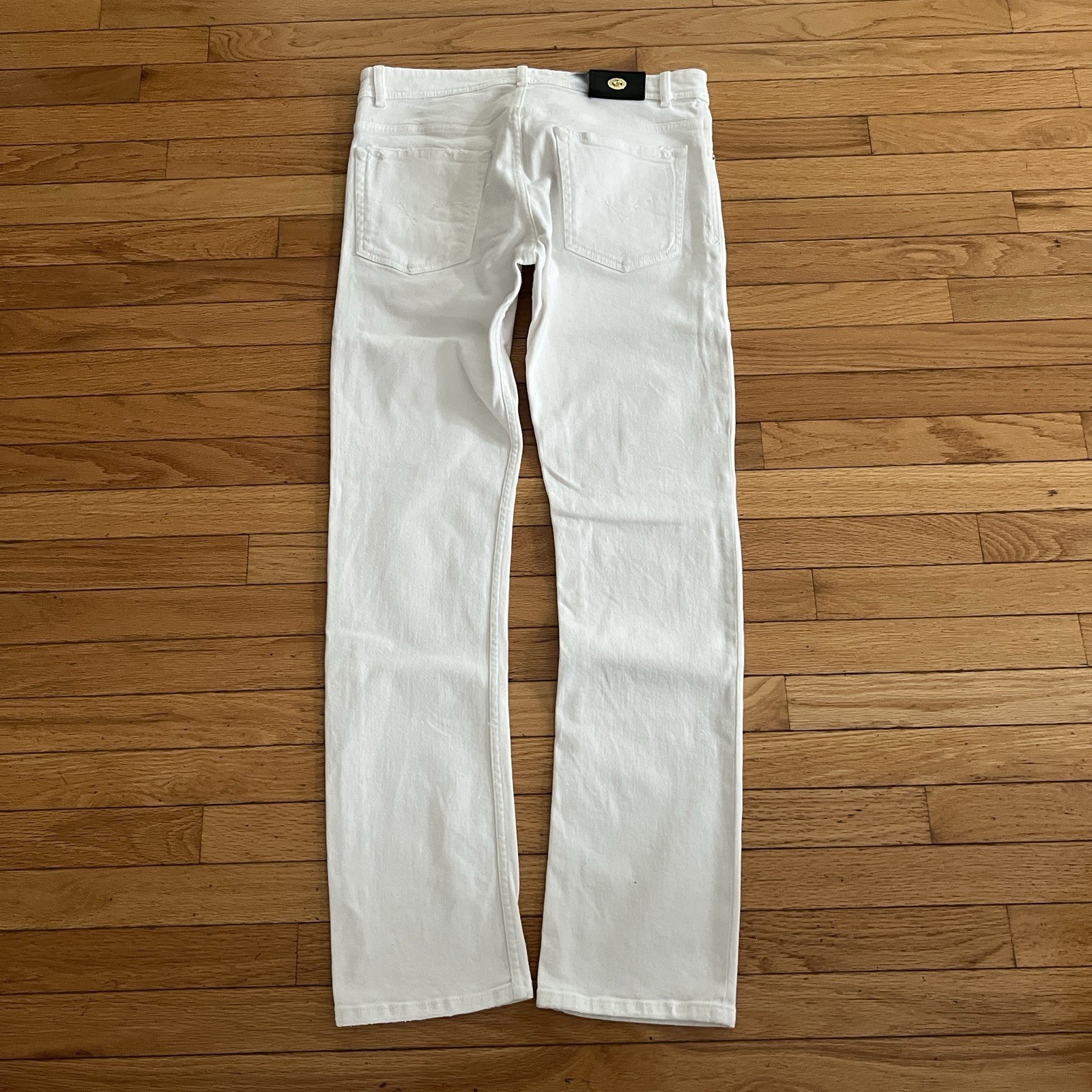 Versace Jeans Mens 32 White Denim Medusa Button Made Albania Distressed Slim