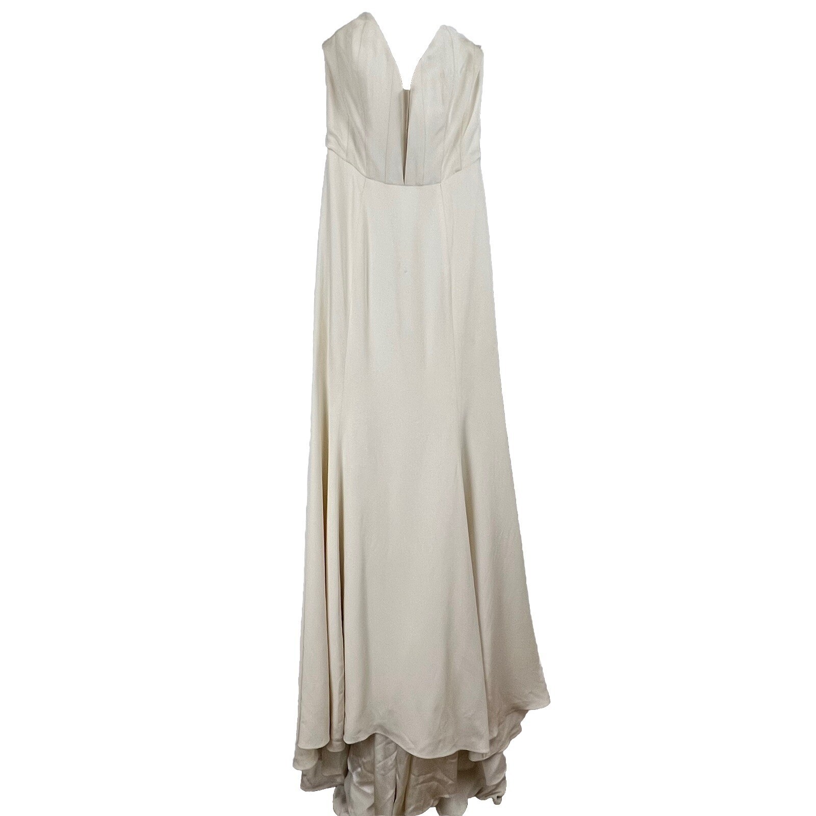 KATHERINE TASH Wedding Gown Women Strapless Deep V Mermaid Silk XS Luxury