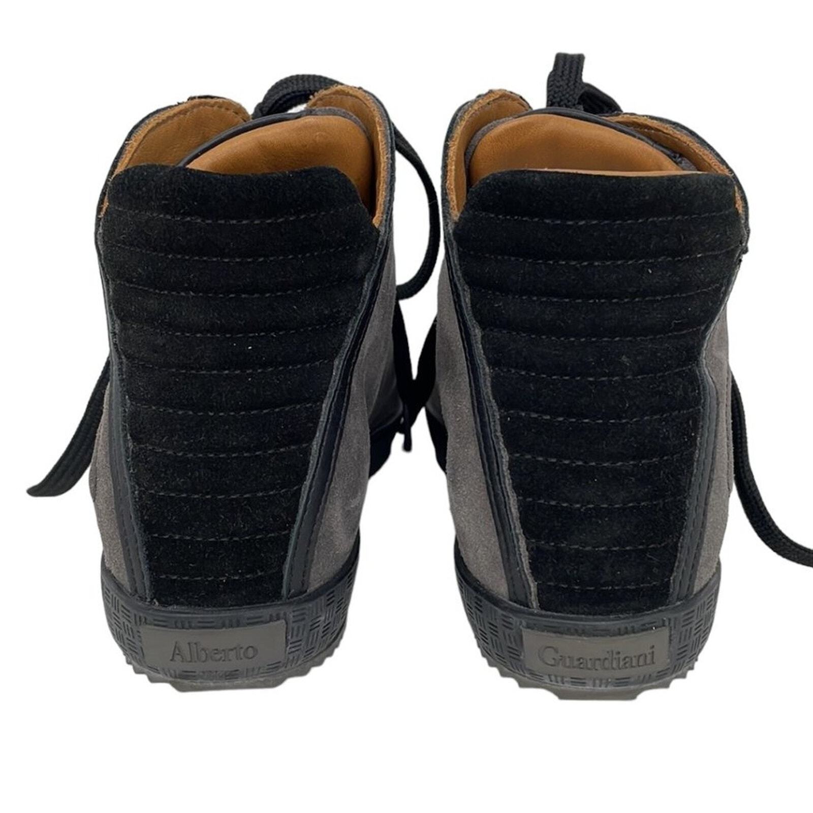 Alberto Guardiani Sneakers Shoes Gray Black Suede Leather Size 37