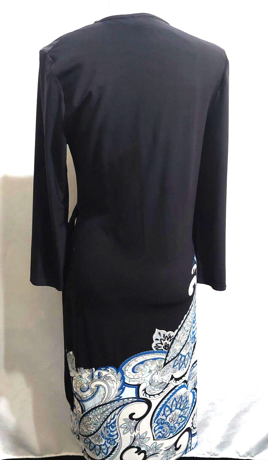 The Limited Collection Women’s Medium Faux Wrap Dress Midi Black Stretch V Neck