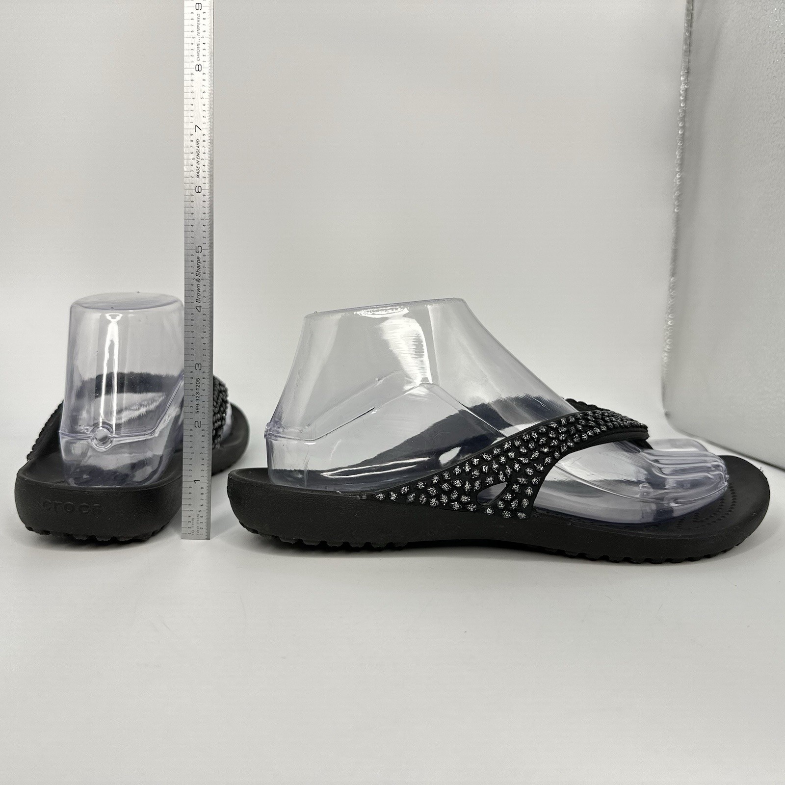 Crocs-Kadee II Embellished Size 8 Women Sandal Flip Flop Thong Black 205741