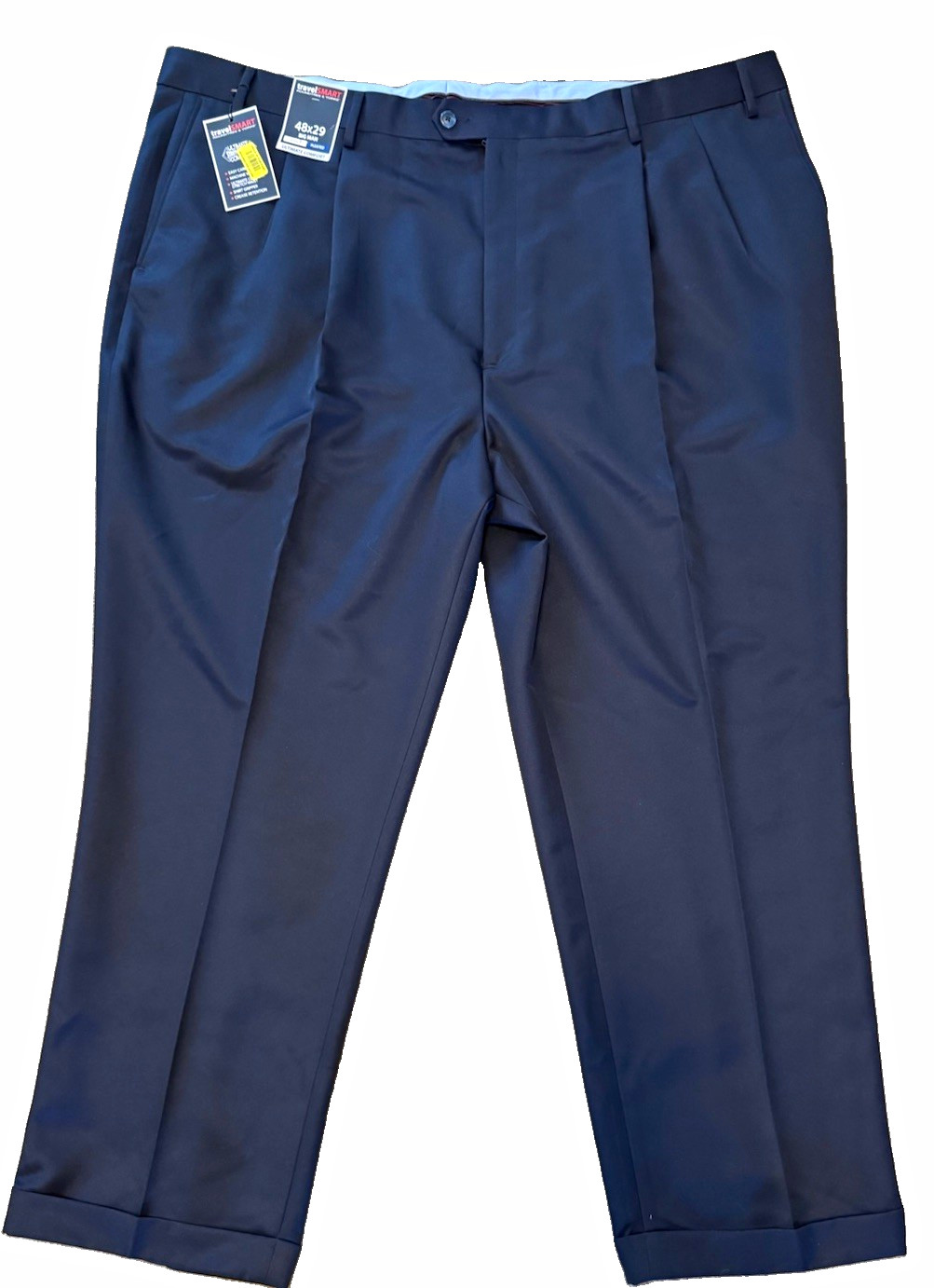 Roundtree & Yorke Ultimate Comfort Blue Pleated Dress Pants 48W Classic Fit