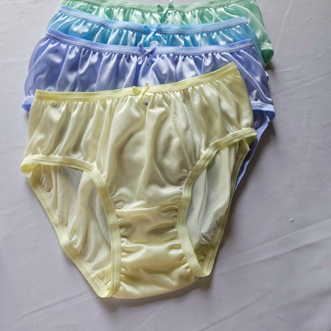 6 Bikini Panties Women Mens Nylon Vintage Silky Soft Light Briefs Hip 32″-38″L