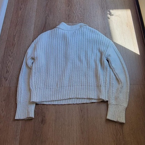 RSQ – Small Cable-knit Quarter-zip Cream Pullover Sweater
