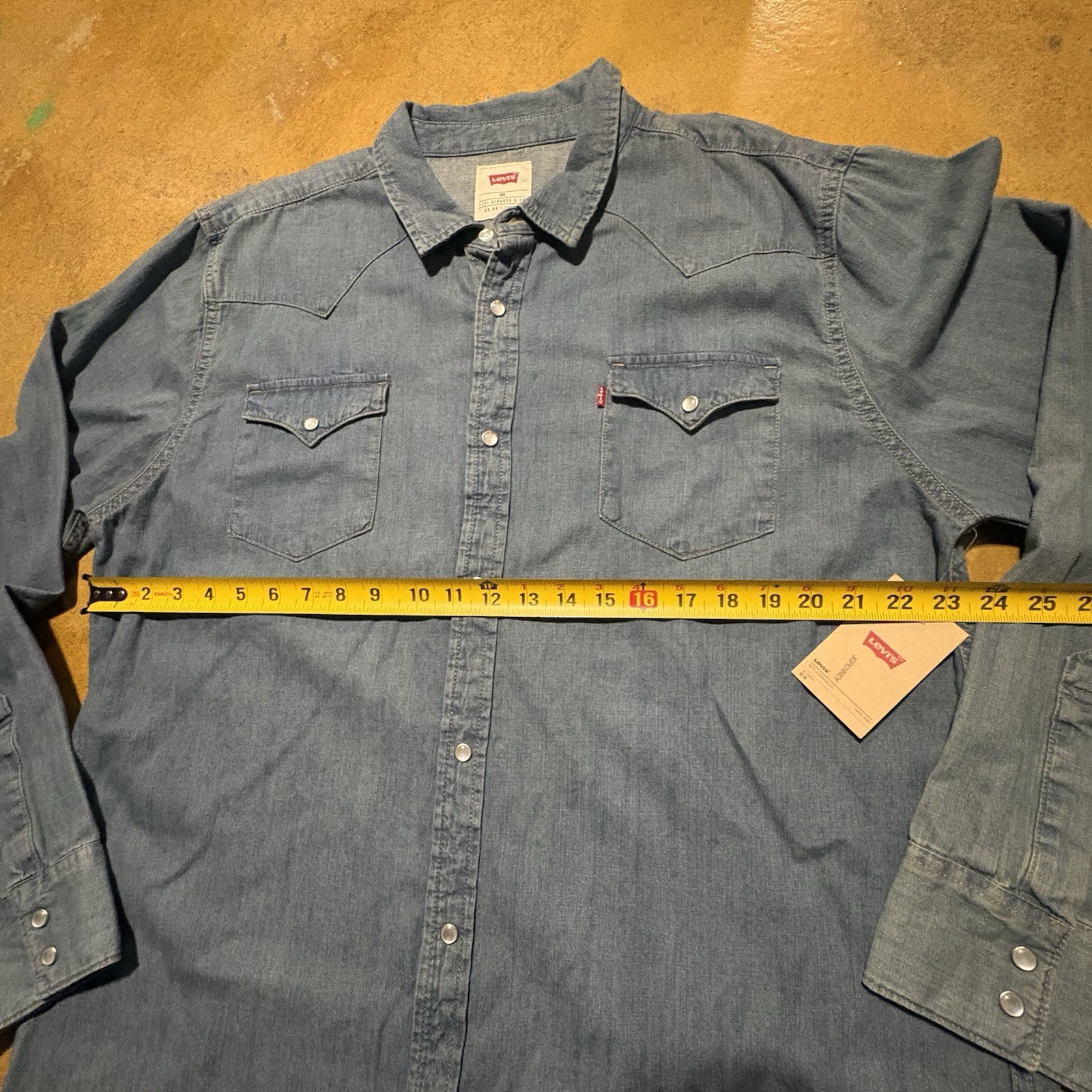 Levi’s XXL Classic Casual Sawtooth Denim Western Shirt Medium Blue 3LYLW2262 NWT