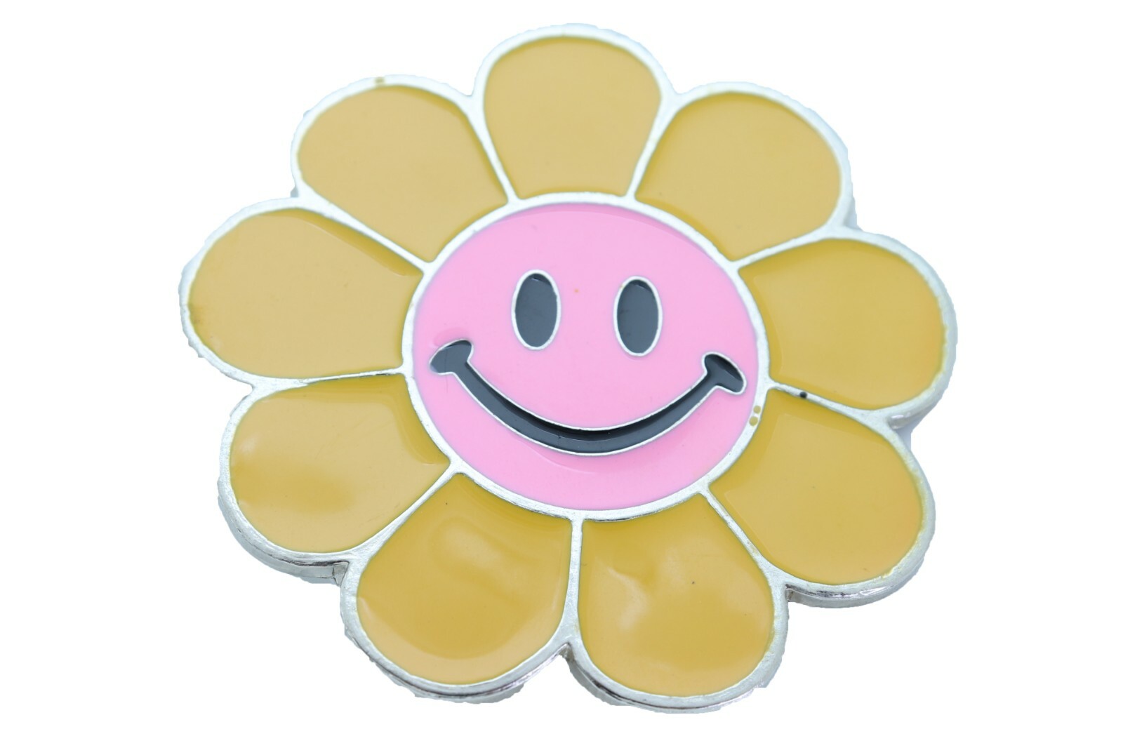 Unisex Belt Buckle Teens Women Retro Fashion Yellow Flower Emoji Cartoon Smile