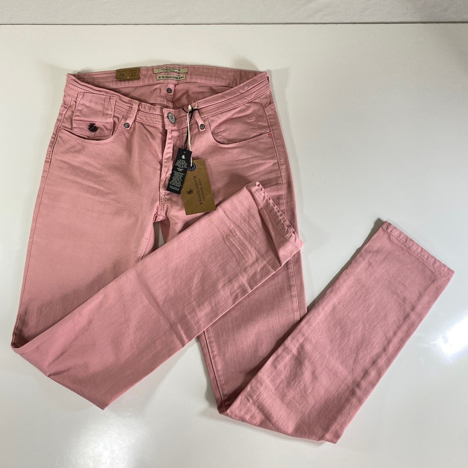 MAISON SCOTCH Aamsterdam Blauw Pink Skinny Jeans Size 28 32 Les Bon Vivants