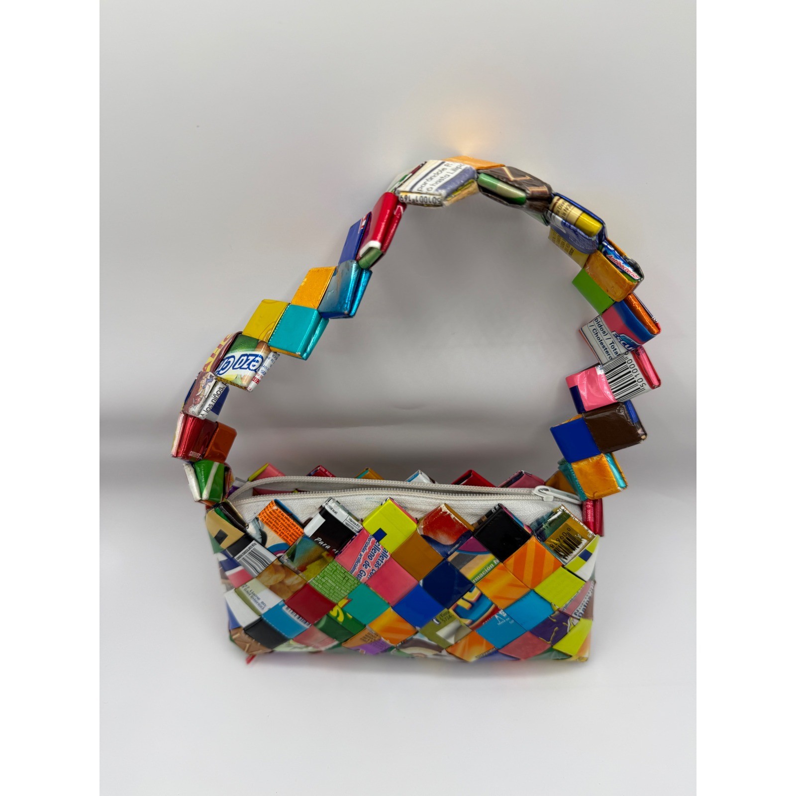 Unique Handmade Recycled Candy Wrapper Handbag Woven Shoulder Bag Spanish