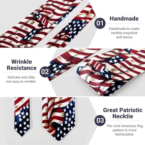 Men’s American Flag Ties 3.27″ (8.3CM) USA Flag Necktie For Men