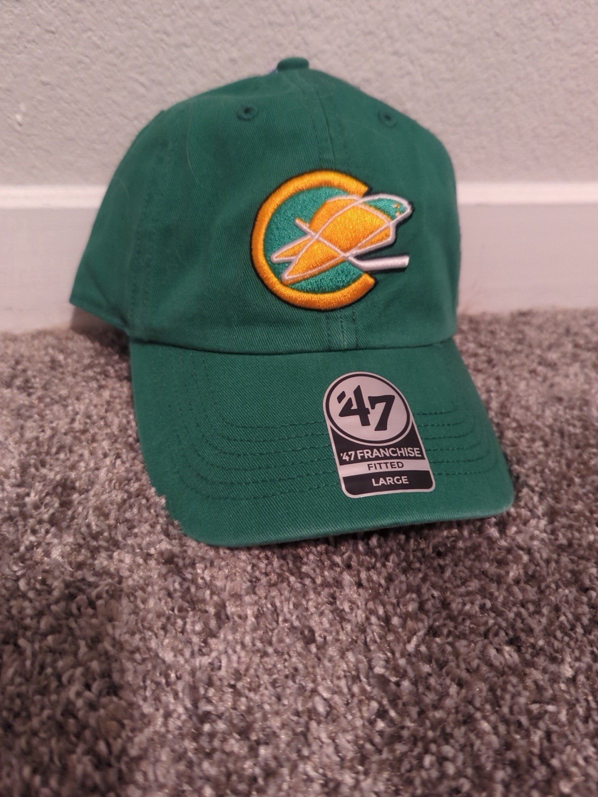 NWT ’47 Brand Fitted Cap Hat Green Size L California Golden Seals Hockey