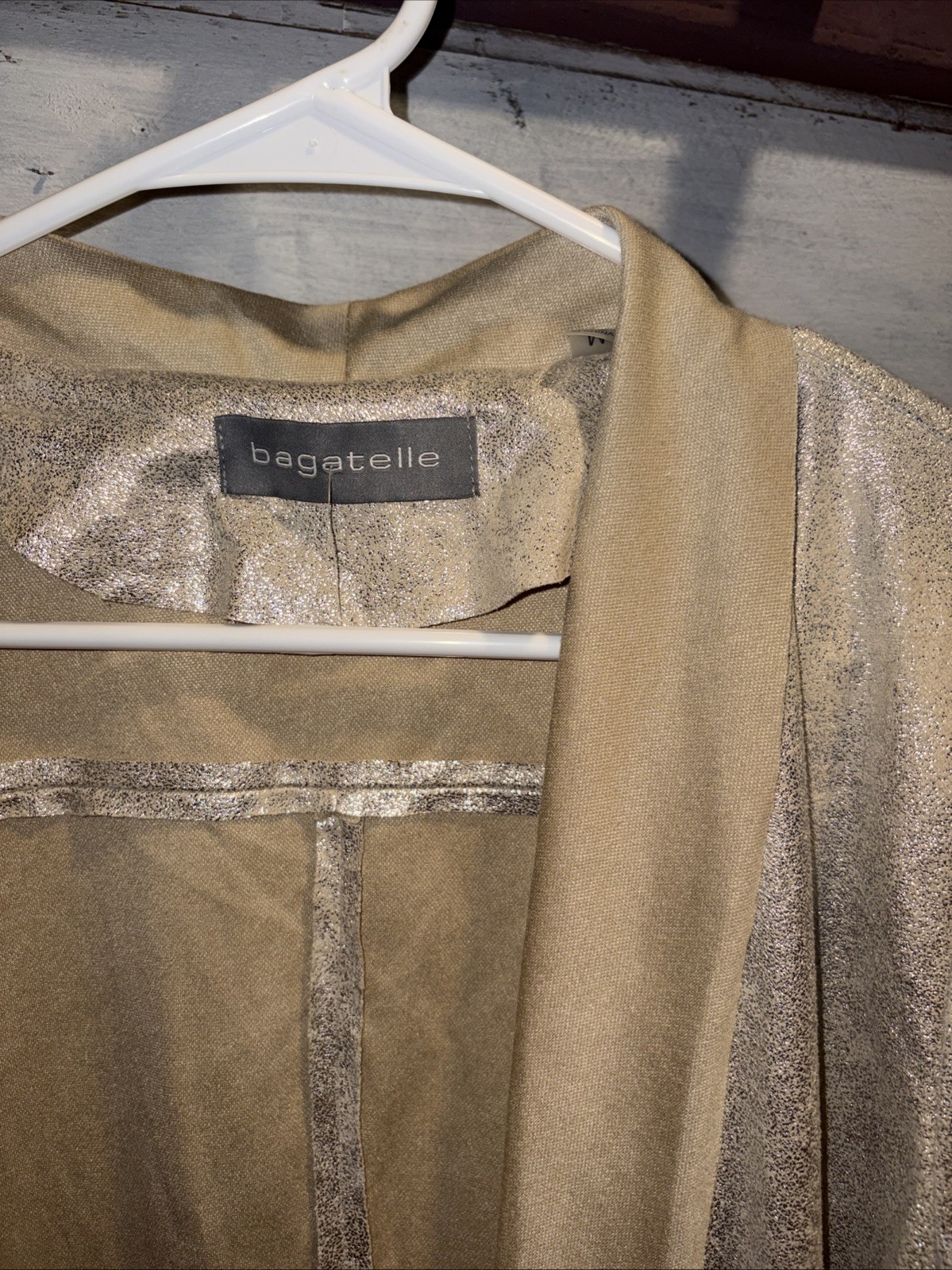 Bagatelle Womens Faux Suede Drape Open Front Jacket, Cardigan, Large NWT