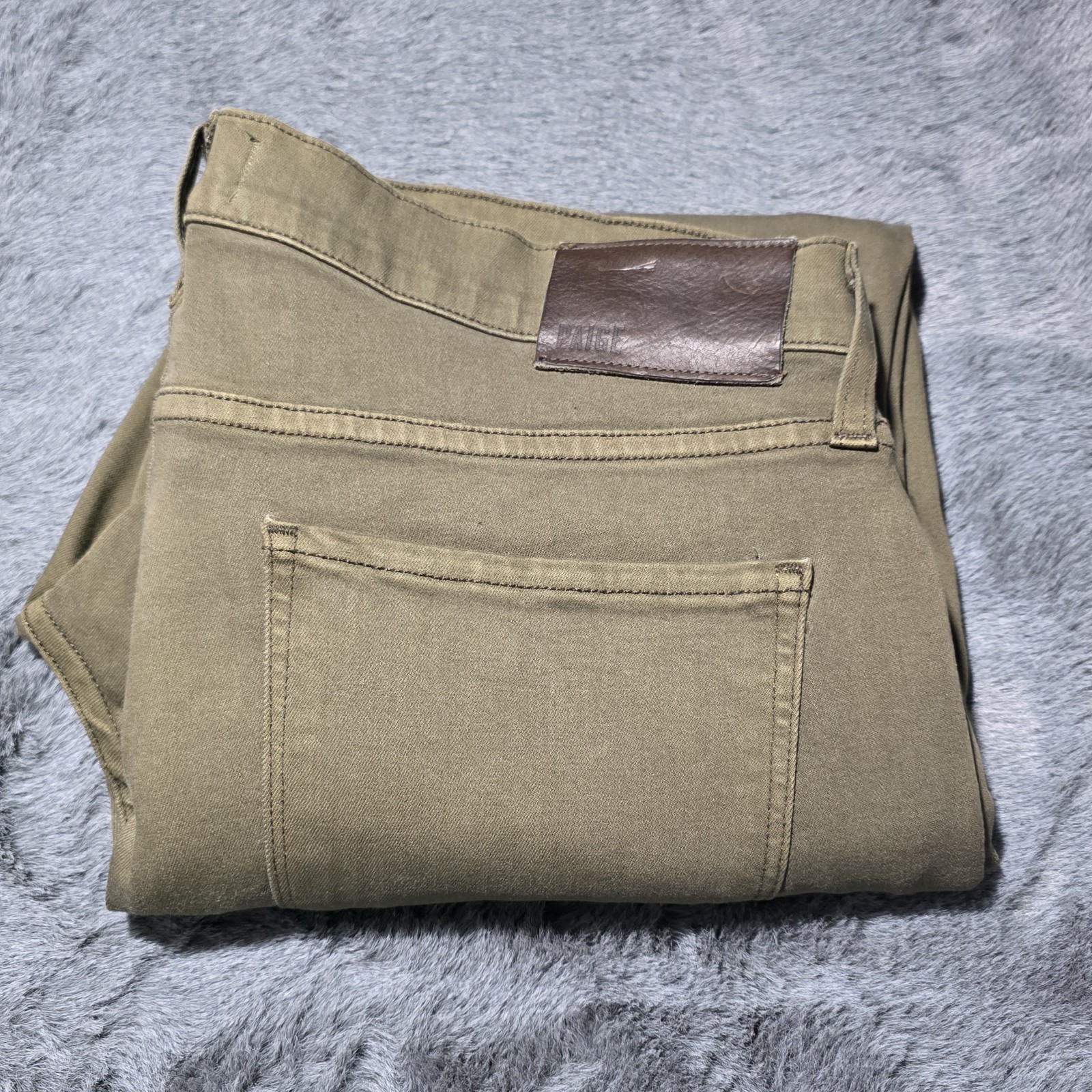 Paige Federal Slim Straight Pants Mens 33 Vintage Artichoke Olive Green Stretch