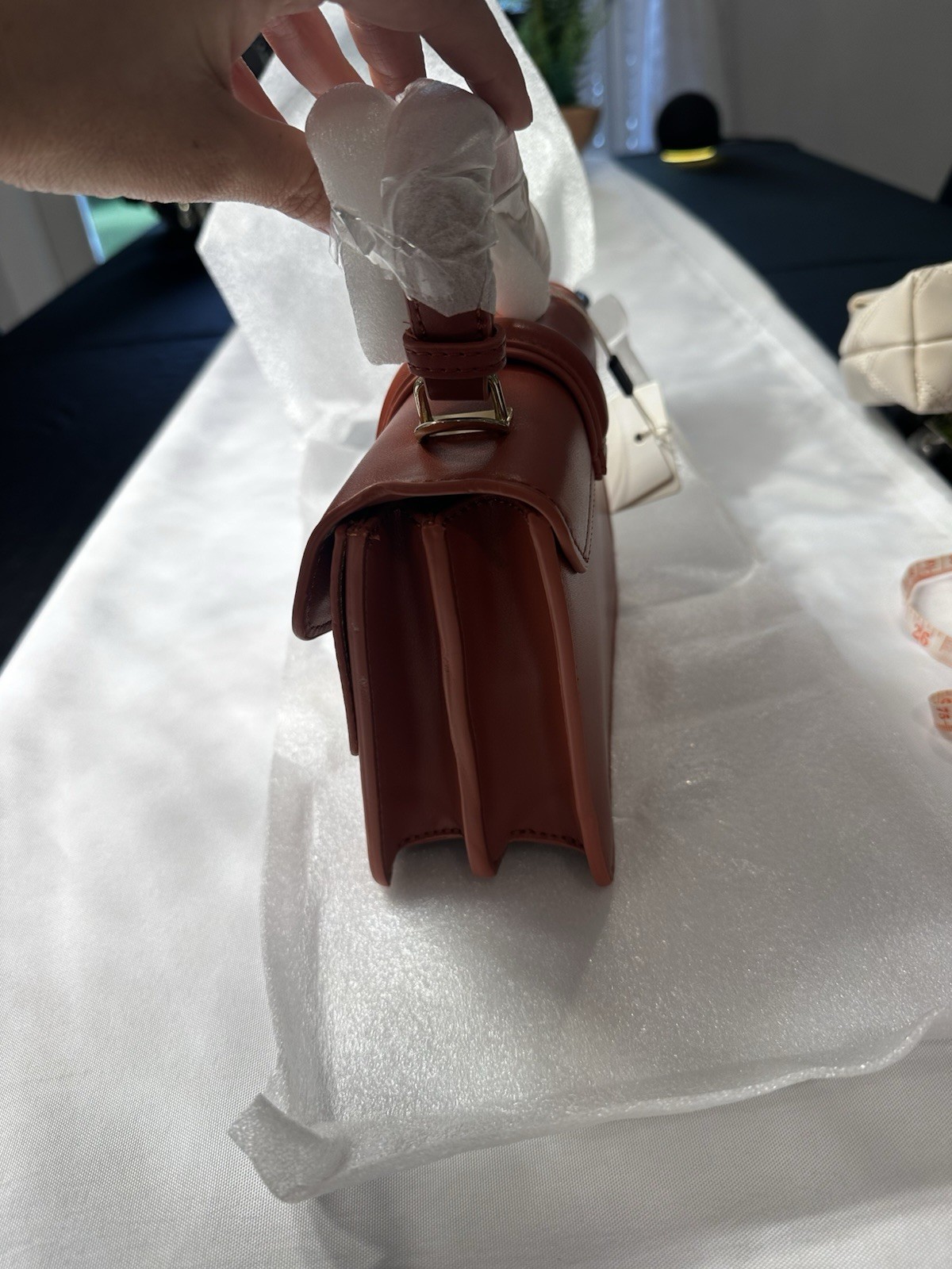 Scarleton red Small Top Handle Satchel, Push Lock Gold Hardware Zip Accents