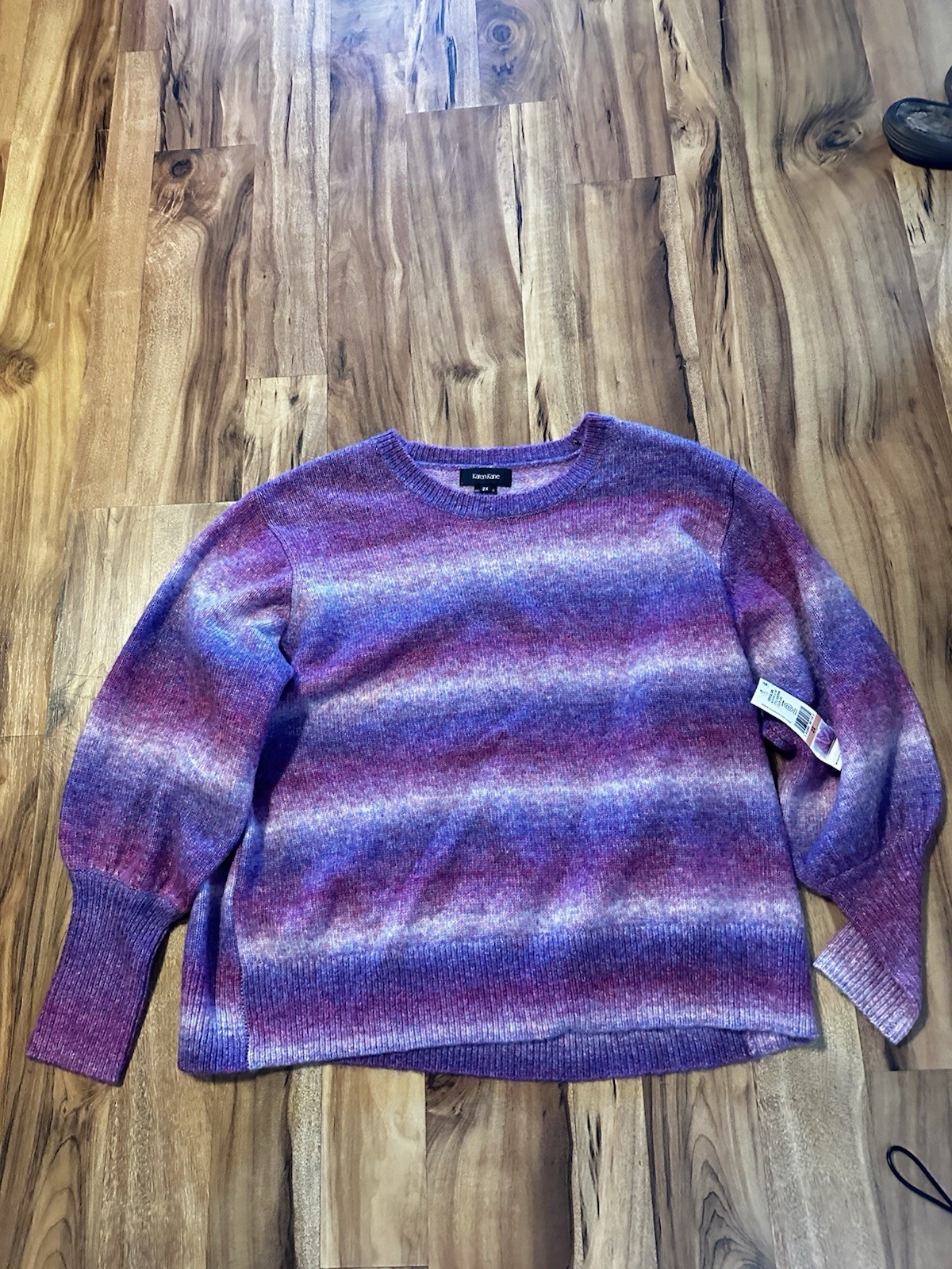 Karen Kane 2X NWT Fuzzy Ombre Wool Blend Sweater Purple Pink Sleeve MSRP $139