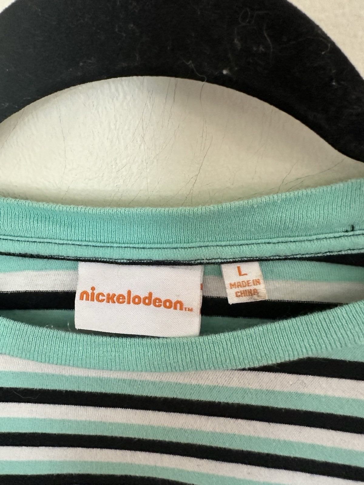 Nickelodeon Splat Logo Embroidered T-Shirt (Large) Horizontal Stripe Retro
