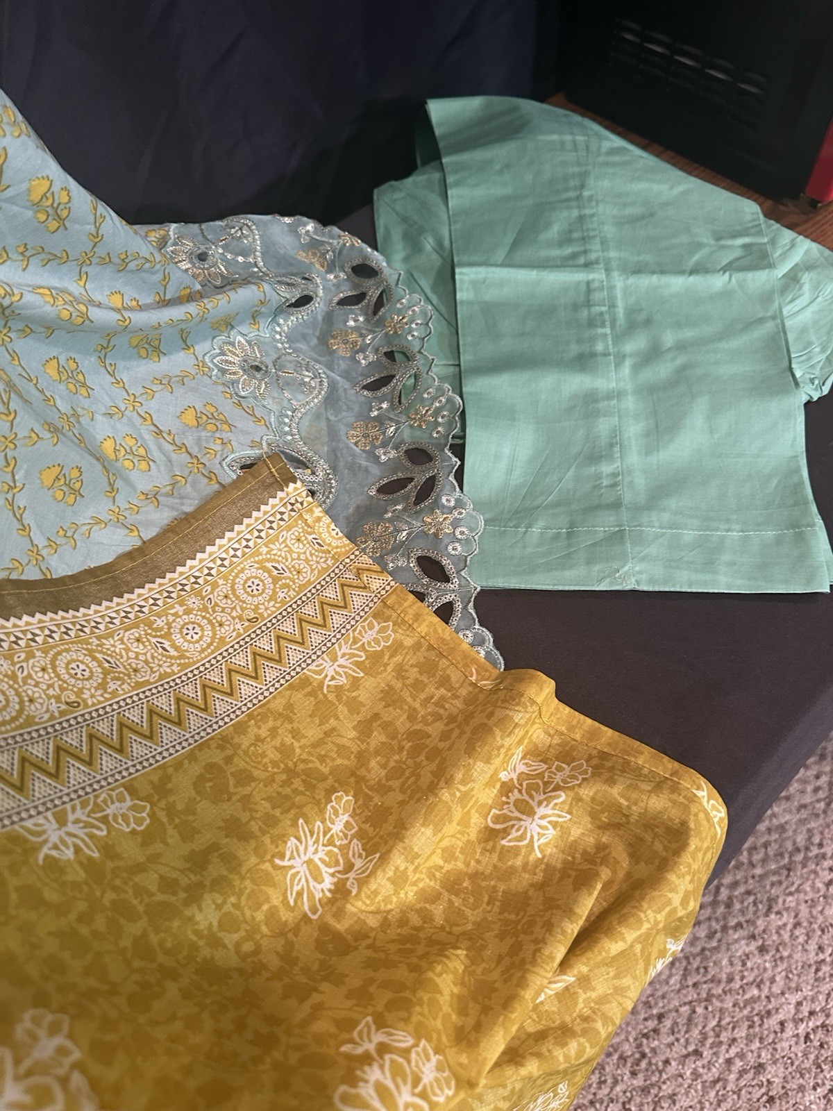 Bin Saeed Lawn Cotton 3 Pc Suit-premium Cut Work Emb- Aline Style-M & L – $44