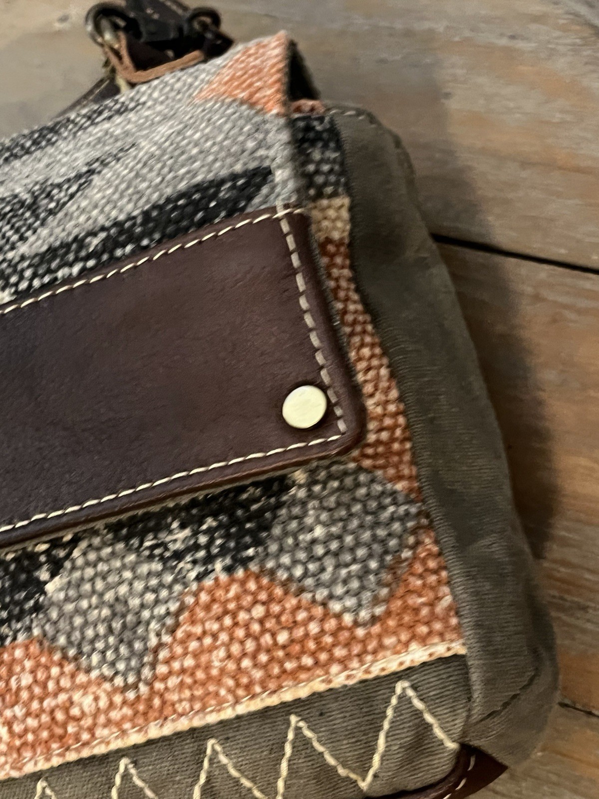 Myra Bag Multicolor Geometric Crossbody Zip/Magnetic Detachable Strap Bronze