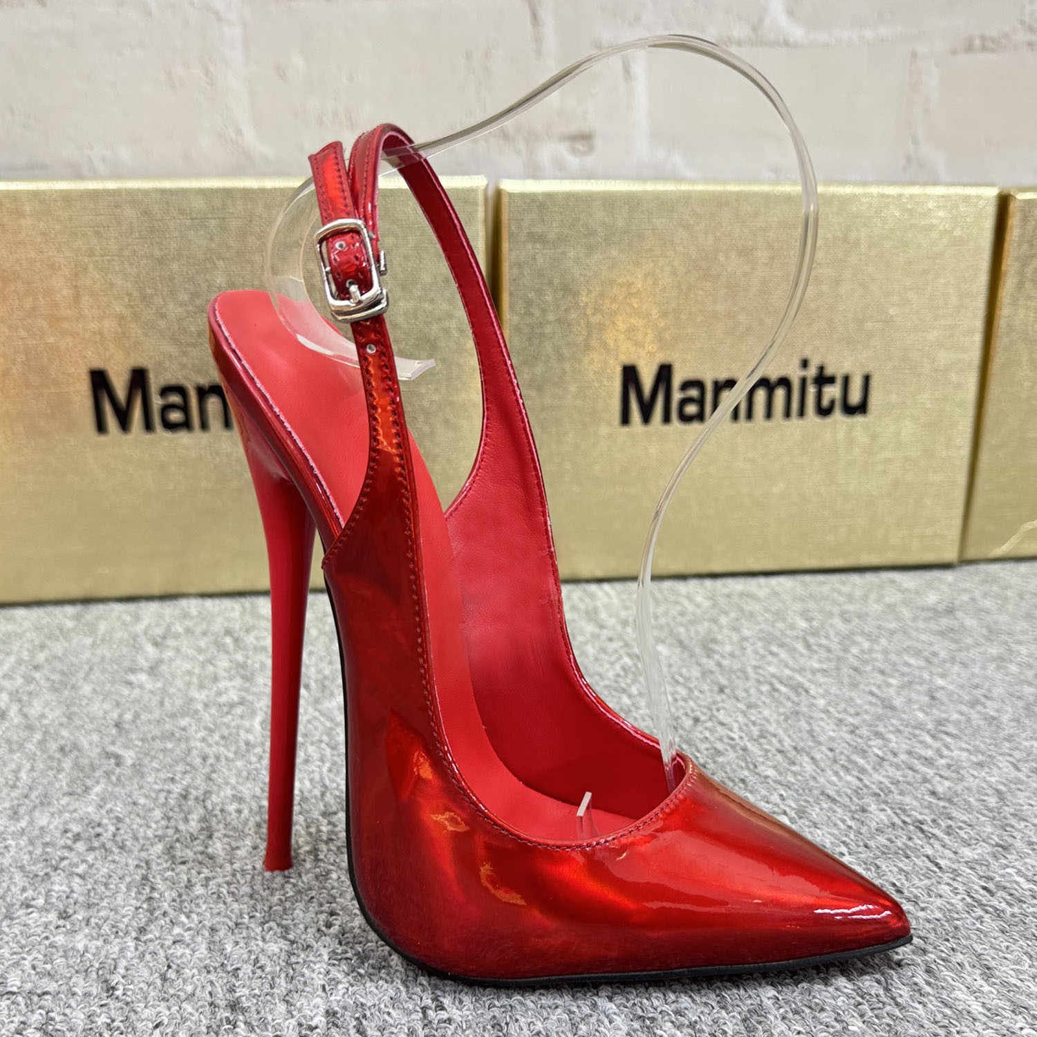 14/16cm Women Stiletto Pointed Toe Slingback Sandals High Heel Pumps Party Shoes