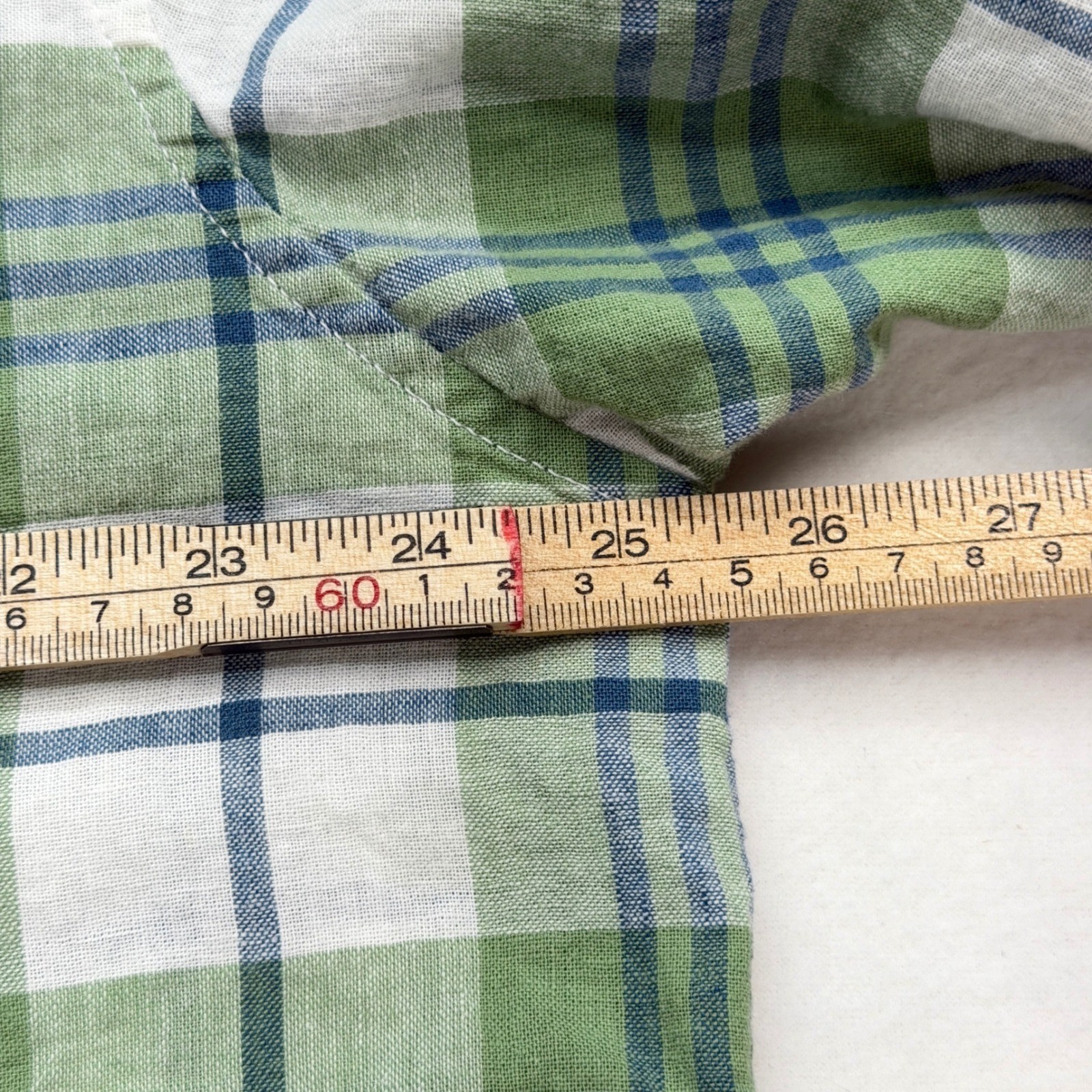 Weatherproof Vintage Washable Linen Plaid Short Sleeve Shirt Men XXL Green