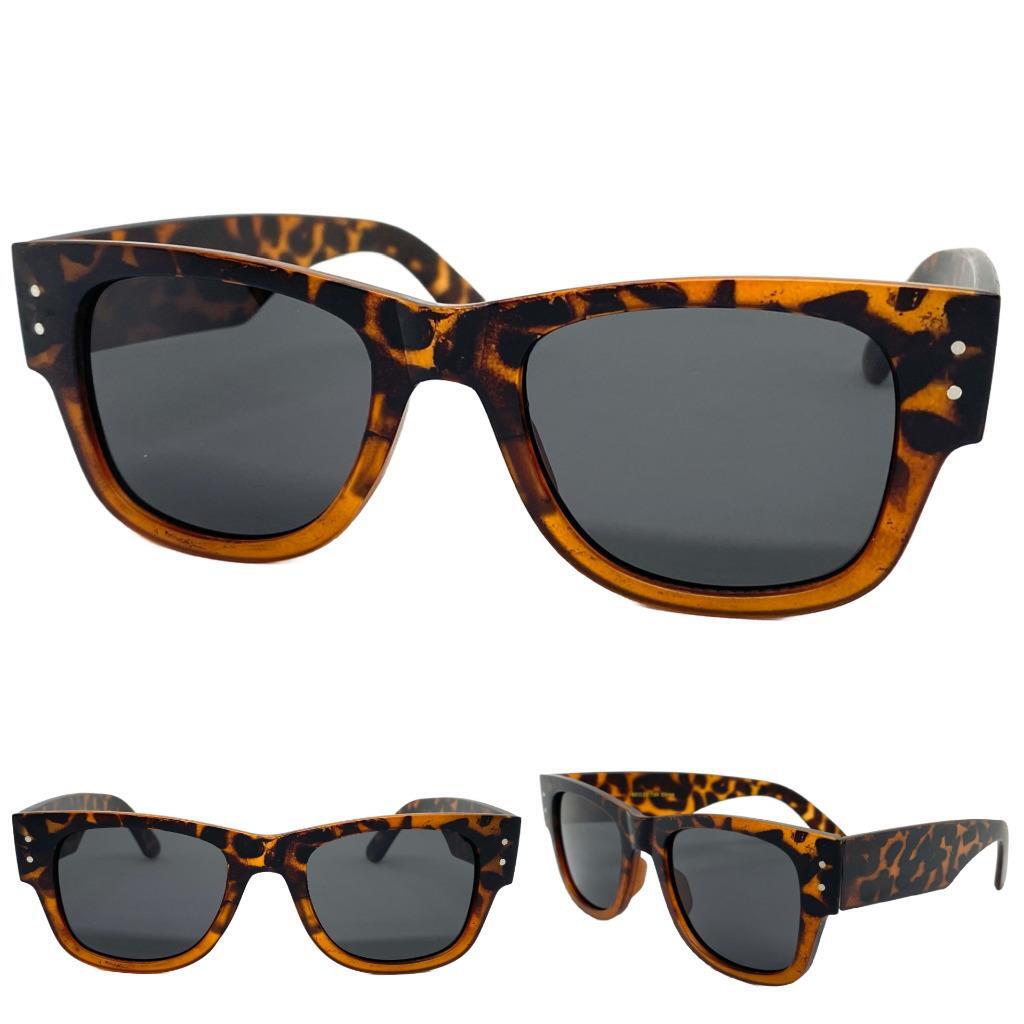 Men’s Classic Biker Vintage Retro Style SUNGLASSES Thick Square Tortoise Frame