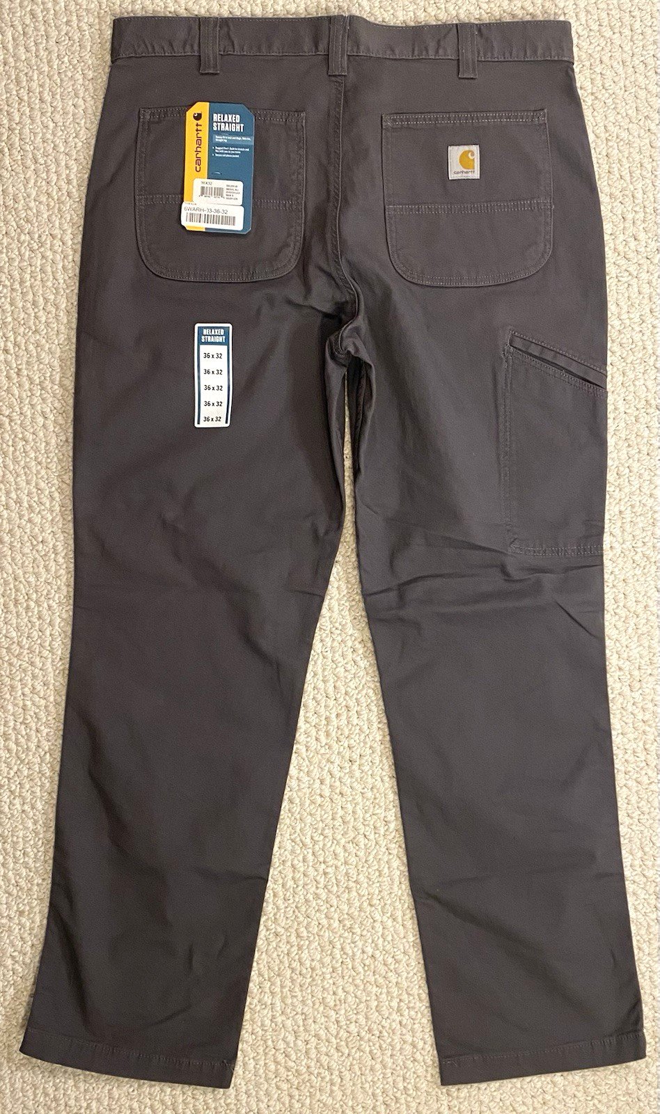 CARHARTT Relaxed Fit NWT Rugged Flex 36 x 32 Mens Pants Jeans Gray 102291 New