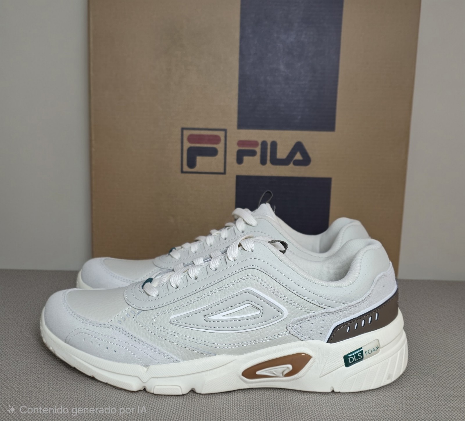 FILA Perano Women’s Low Top Lace-Up Sneaker White Brown Logo Accents