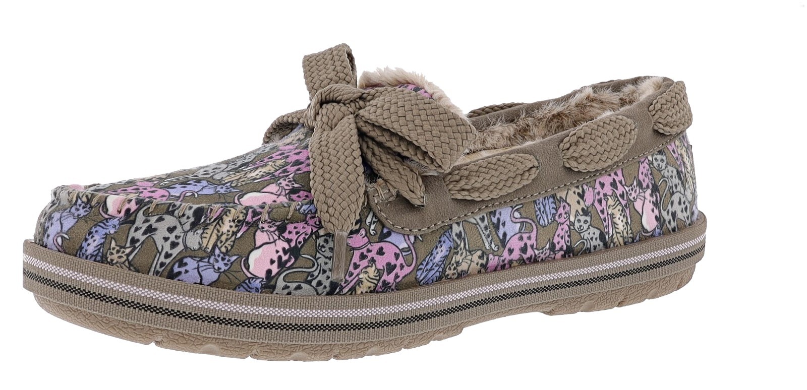 SKECHERS WOMEN’S BOBS TOO COZY- CATS MEOW 114798/TPMT SLIP-ON SLIPPERS