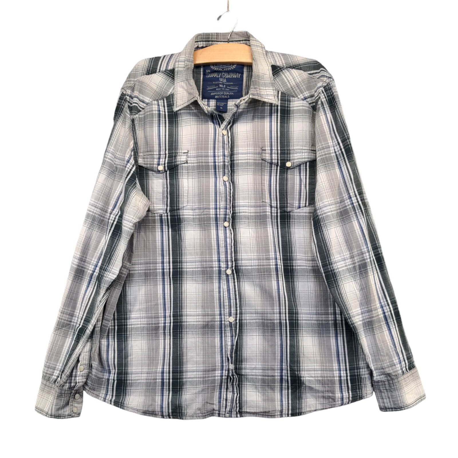 Supply Company USA Men’s Snap Up Shirt XL Long Sleeve Plaid Multicolor Plaid