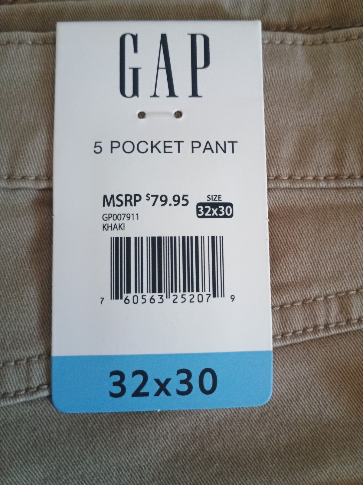 NWT Gap Men’s Slim Fit 5 Pocket Pants Size 32×30 Limestone Stretch Twill (12