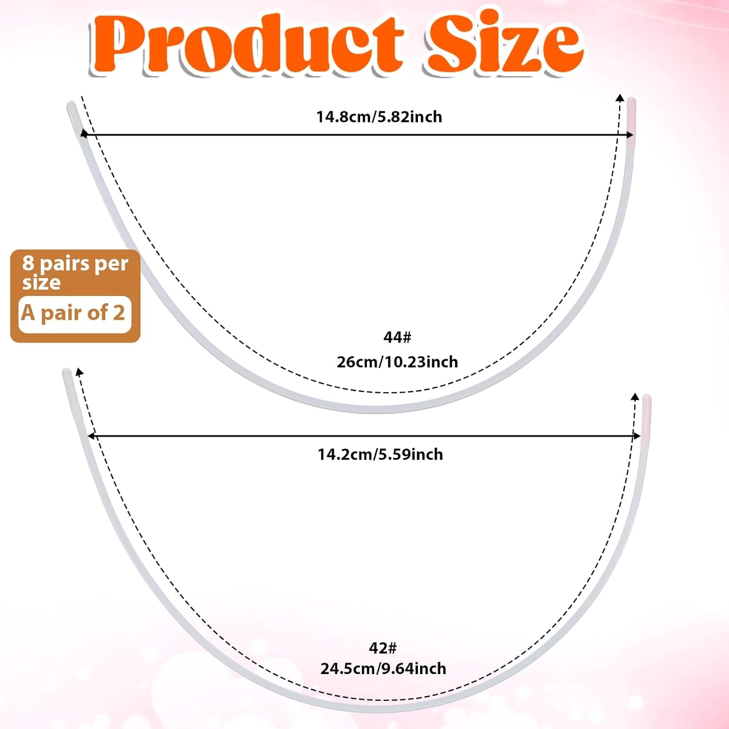 16 Pairs Bra Underwire Replacement Heavy Gauge Carbon Steel Wires 26cm 24.5cm