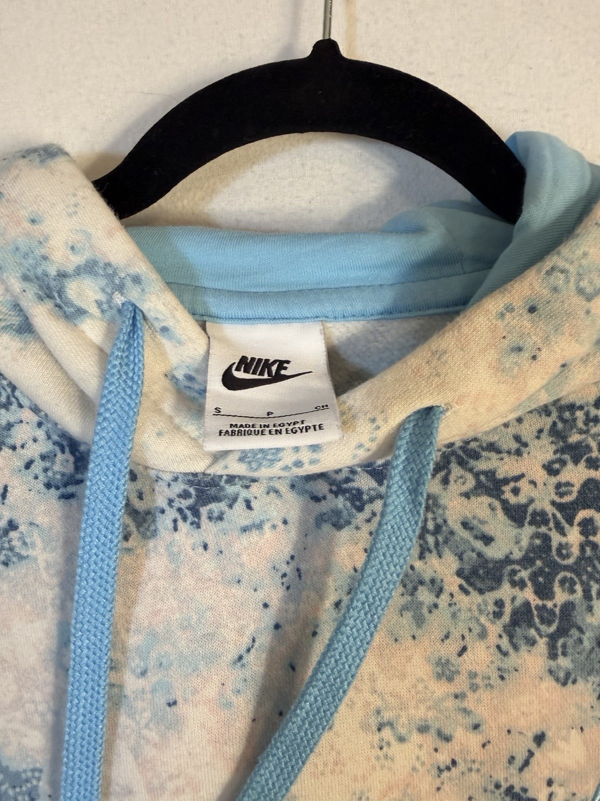 Nike Men’s Tie-Dye Pullover Hoodie w/ Drawstring Hood Blue White Pink S