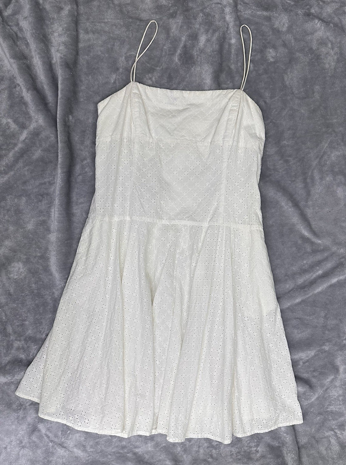American Living White Eyelet Sundress Size 16 Straight Neck Zip