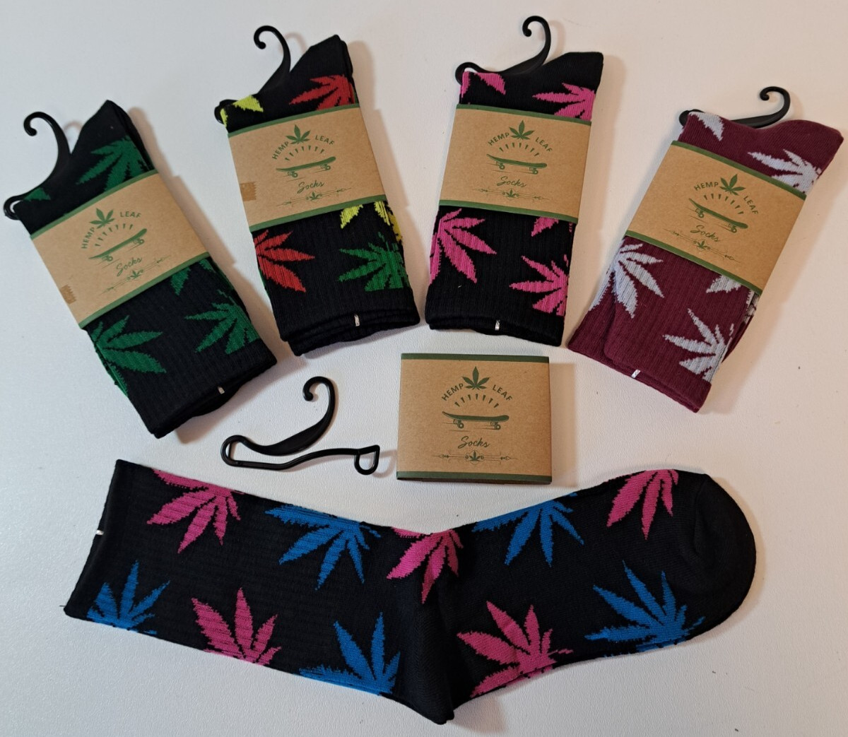 5 Pairs Lot Marijuana Weed Pot Leaf Thin Crew Skateboarding Socks H1